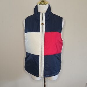 Vintage Tommy Hilfiger Iconic Flag Logo Colorblock Puffer Vest Y2K Streetwear